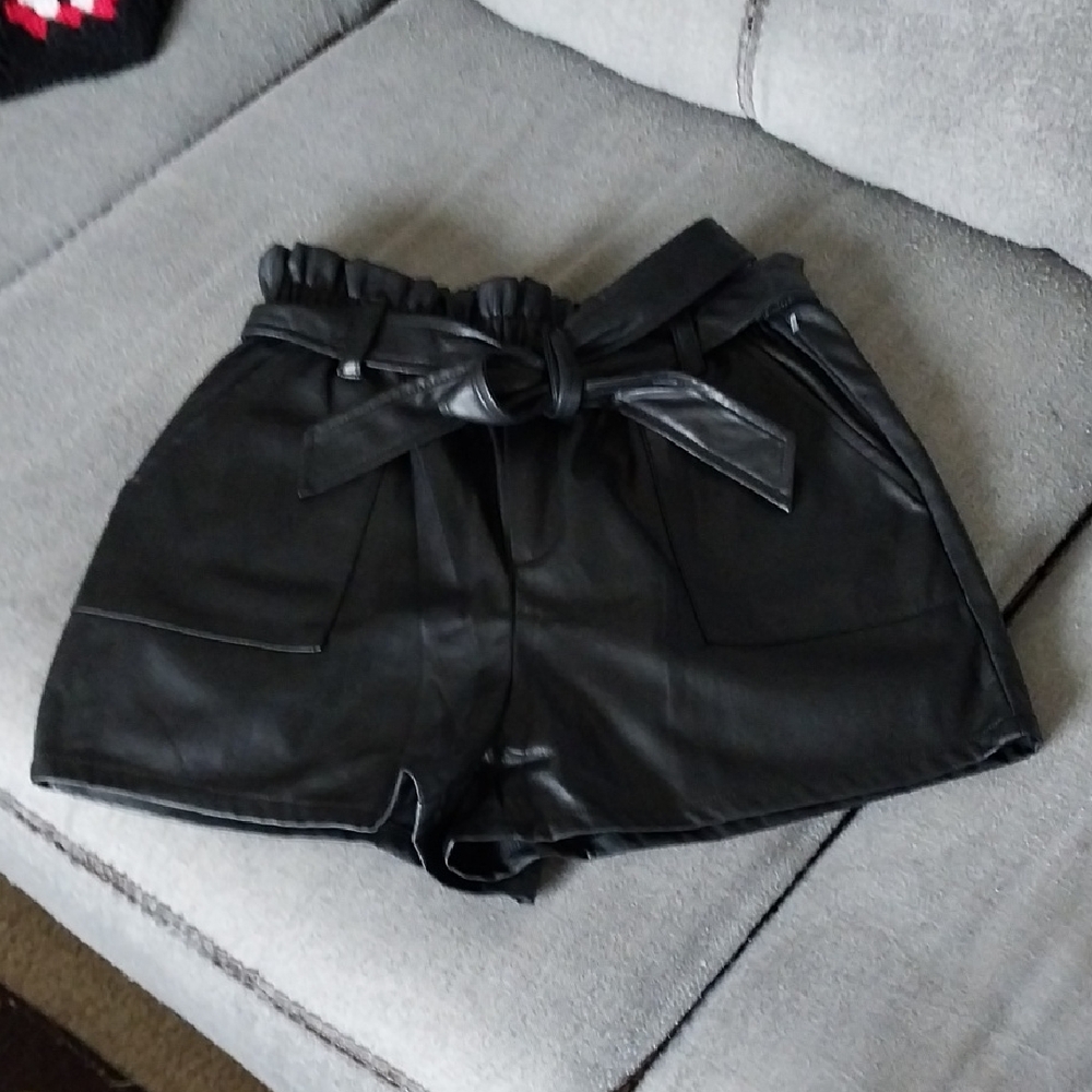 Windsor Black High Waist Faux Leather Shorts